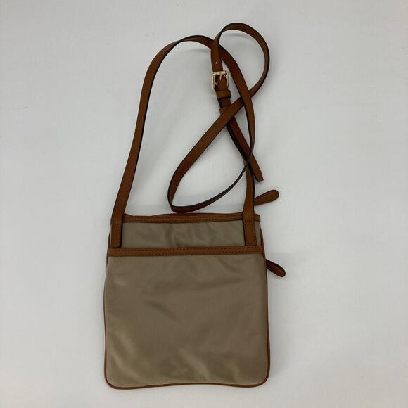 Michael Kors small tan, brown nylon and leather trim crossbody bag - Picture 2 of 7